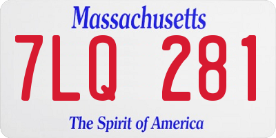MA license plate 7LQ281