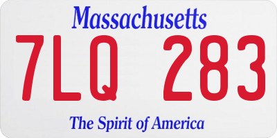 MA license plate 7LQ283