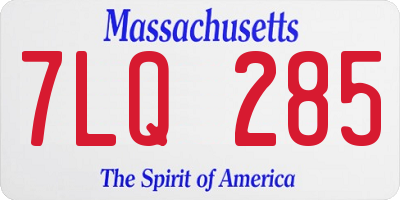 MA license plate 7LQ285
