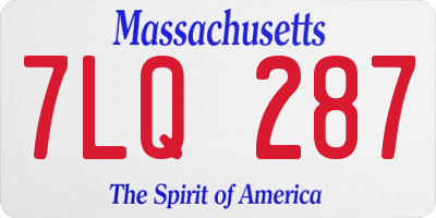 MA license plate 7LQ287