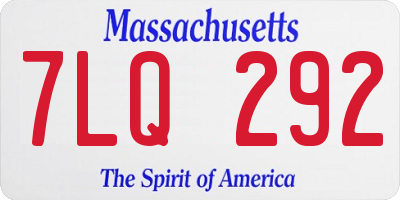 MA license plate 7LQ292