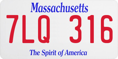 MA license plate 7LQ316