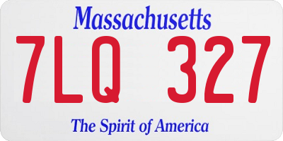 MA license plate 7LQ327