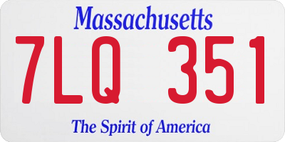 MA license plate 7LQ351