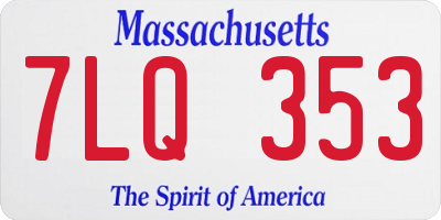 MA license plate 7LQ353