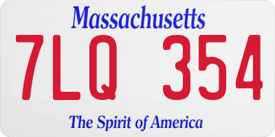 MA license plate 7LQ354