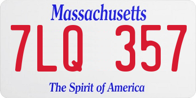 MA license plate 7LQ357
