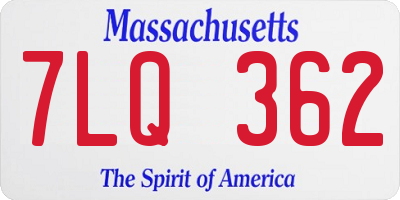 MA license plate 7LQ362