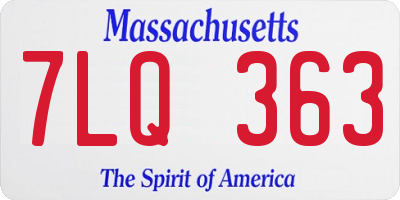 MA license plate 7LQ363