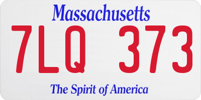 MA license plate 7LQ373