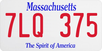 MA license plate 7LQ375