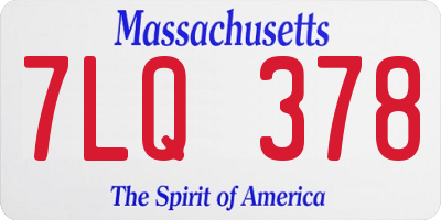 MA license plate 7LQ378