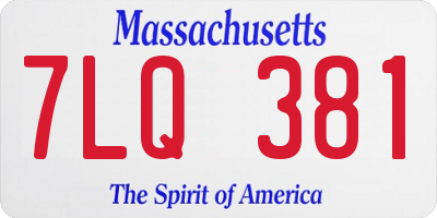 MA license plate 7LQ381