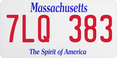 MA license plate 7LQ383