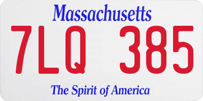 MA license plate 7LQ385