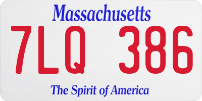 MA license plate 7LQ386
