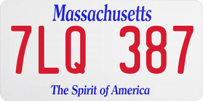 MA license plate 7LQ387
