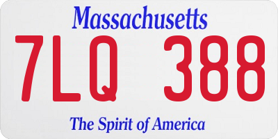 MA license plate 7LQ388