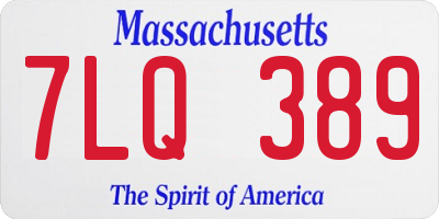 MA license plate 7LQ389