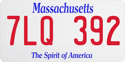 MA license plate 7LQ392