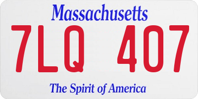 MA license plate 7LQ407
