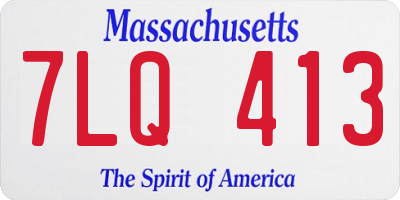 MA license plate 7LQ413