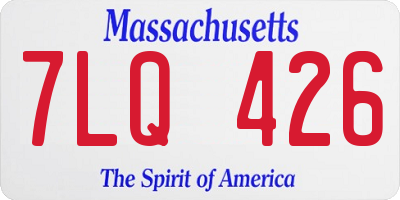 MA license plate 7LQ426