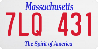 MA license plate 7LQ431