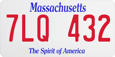 MA license plate 7LQ432