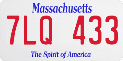 MA license plate 7LQ433