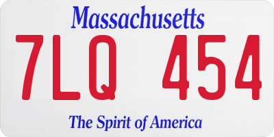 MA license plate 7LQ454