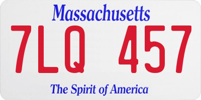MA license plate 7LQ457