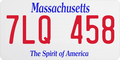MA license plate 7LQ458