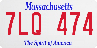 MA license plate 7LQ474