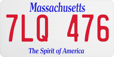 MA license plate 7LQ476