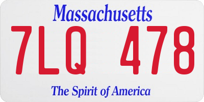 MA license plate 7LQ478