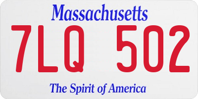 MA license plate 7LQ502