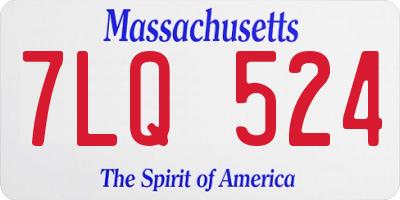 MA license plate 7LQ524
