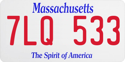 MA license plate 7LQ533
