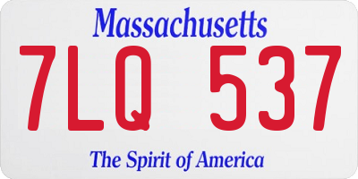 MA license plate 7LQ537