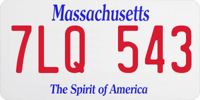 MA license plate 7LQ543