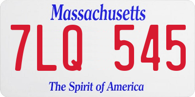 MA license plate 7LQ545
