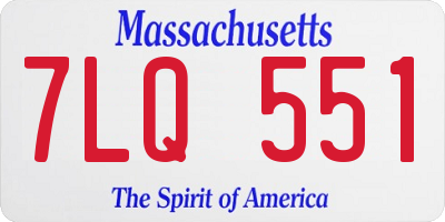 MA license plate 7LQ551