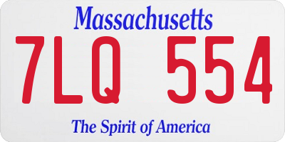 MA license plate 7LQ554