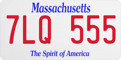 MA license plate 7LQ555