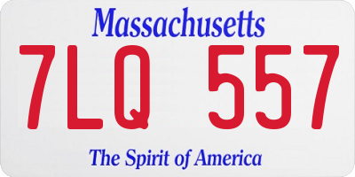 MA license plate 7LQ557