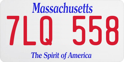 MA license plate 7LQ558