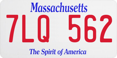 MA license plate 7LQ562