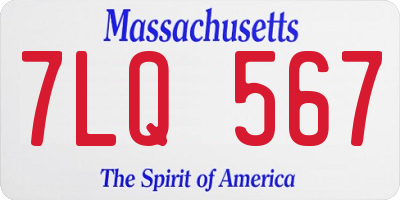 MA license plate 7LQ567