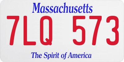 MA license plate 7LQ573
